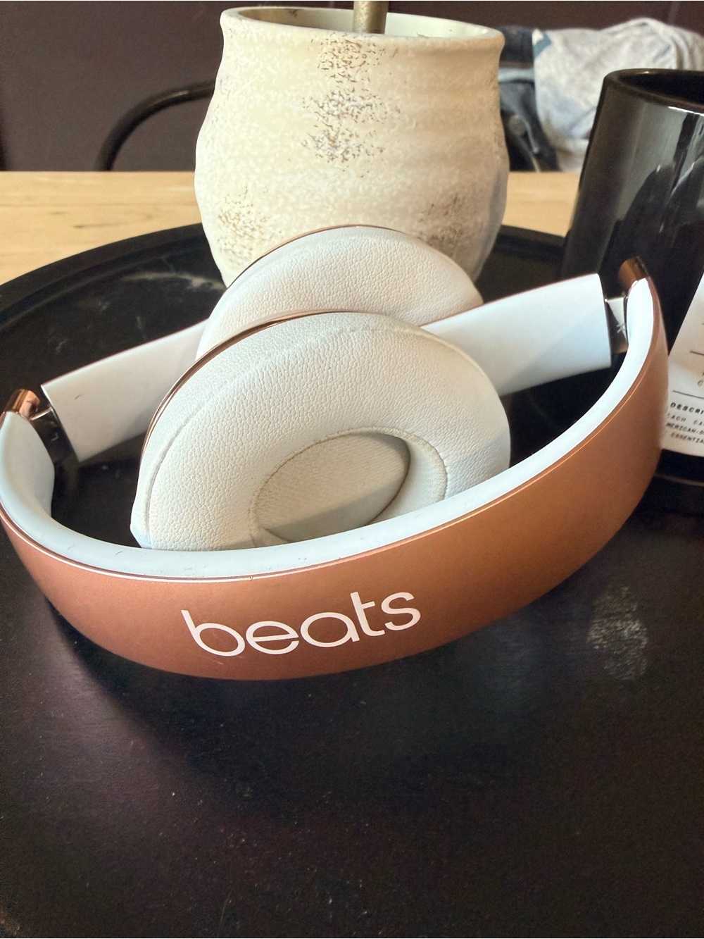 Beats by Dre Over-Ear Headphones in Rose Gold and White